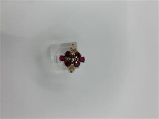 Ruby Lady's Stone & Diamond Ring 7 Diamonds .07 Carat T.W. 10K Yellow Gold 2.6g